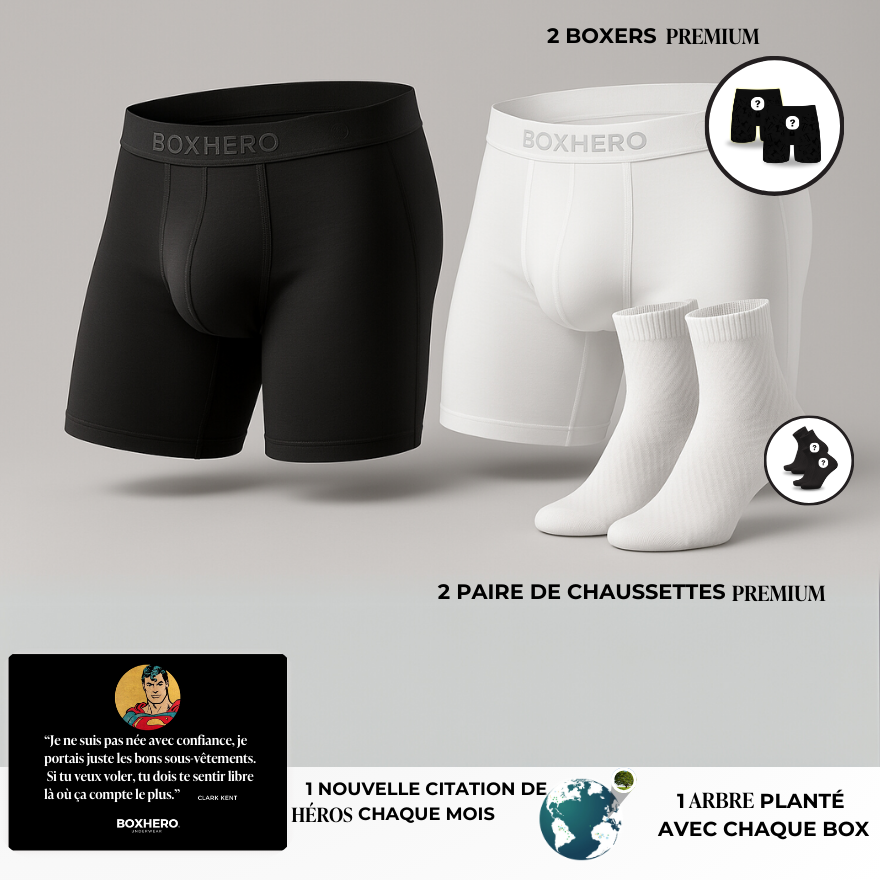 2 BOXERS PREMIUM, 2 PAIRES DE CHAUSSETTES PREMIUM & UN ARBRE PLANTÉ
