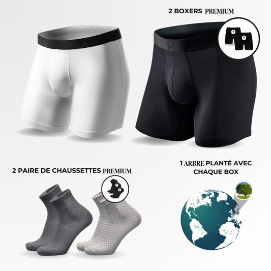 2 BOXERS PREMIUM, 2 PAIRES DE CHAUSSETTES PREMIUM & UN ARBRE PLANTÉ